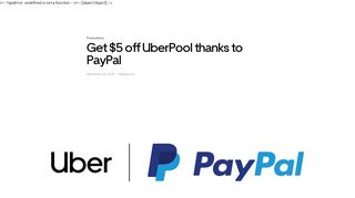 Get $5 off UberPool thanks to PayPal | Uber Blog