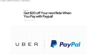 Get $20 off Your next Ride When You Pay with Paypal! | Uber Blog