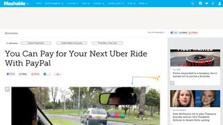 You Can Pay for Your Next Uber Ride With PayPal - Mashable