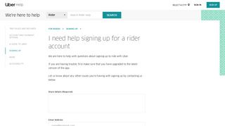 I need help signing up for a rider account | Uber Rider Help