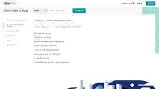 I can't sign in or request a ride | Uber Rider Help