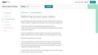 Referring drivers and riders | Uber Partner Help