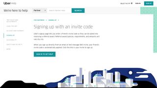 Signing up with an invite code | Uber Partner Help