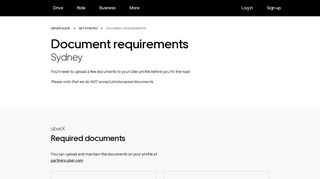 Document requirements in Sydney | Uber