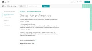 Change rider profile picture | Uber Rider Help