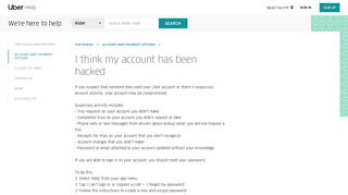 I think my account has been hacked | Uber Rider Help