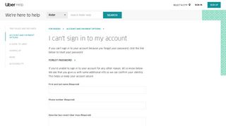 I can't sign in to my account | Uber Rider Help