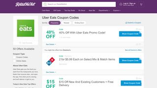 $5 Off Uber Eats Coupons, Promo Codes March 2019 - RetailMeNot