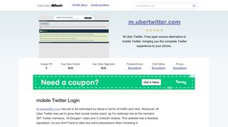 M.ubertwitter.com website. Mobile Twitter Login.