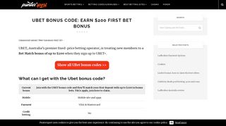 UBET Bonus Code: Earn $200 First Bet Bonus - Puntersport
