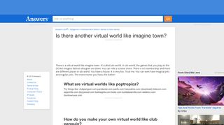 Is there another virtual world like imagine town - Answers