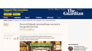 Even in Finland, universal basic income is too good to be true | Declan ...