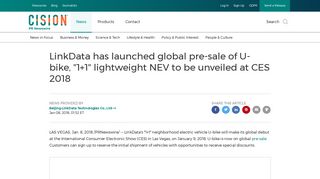 LinkData has launched global pre-sale of U-bike, 