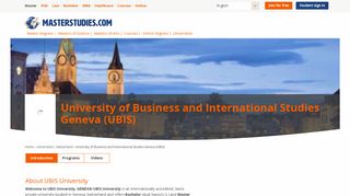 UBIS in Switzerland - Master Degrees - Masterstudies