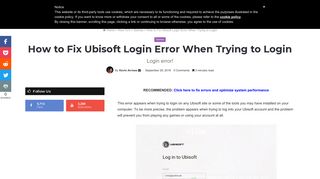 How to Fix Ubisoft Login Error When Trying to Login - Appuals.com