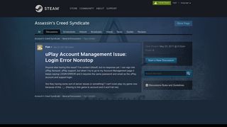 uPlay Account Management Issue: Login Error Nonstop :: Assassin's ...