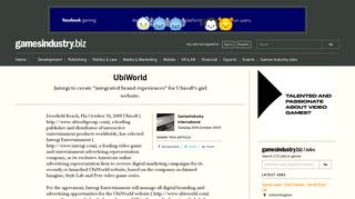 UbiWorld | GamesIndustry.biz