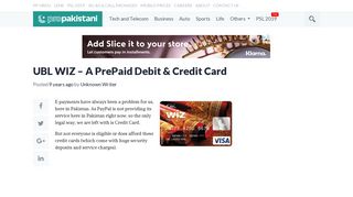 UBL Wiz Credit Debit Card - ProPakistani