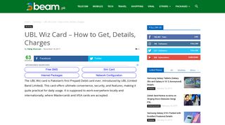 UBL Wiz Card - How to Get, Details, Charges - Beam.pk