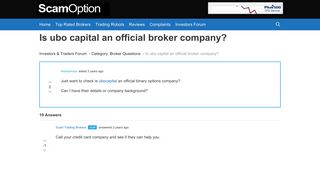 Is ubo capital an official broker company? - Investors Forum