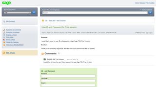 UserID and Password for Trial Version | Sage Connected Learning