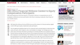 UBS Offers Financial Wellness Content to Equity Compensation ...