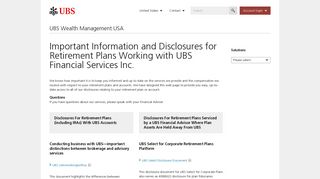 Retirement Plan Information | UBS United States