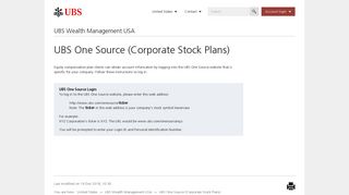 UBS One Source (Corporate Stock Plans) | UBS United States