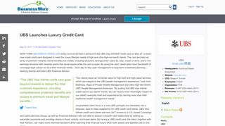 UBS Launches Luxury Credit Card | Business Wire