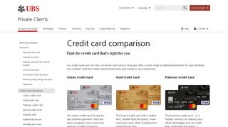 Credit card comparison: Compare credit cards | UBS Switzerland