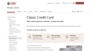 Classic Credit Card: Mastercard & Visa Card | UBS Switzerland