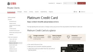 Platinum Credit Card: Mastercard & Visa Card | UBS Switzerland