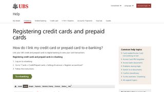 Registering credit cards and prepaid cards in e-banking | UBS ...