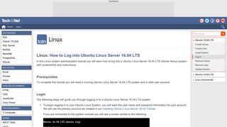 Linux: How to Log into Ubuntu Linux Server 16.04 LTS - TechOnTheNet