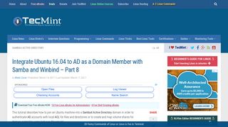 Integrate Ubuntu 16.04 to AD as a Domain Member with Samba and ...