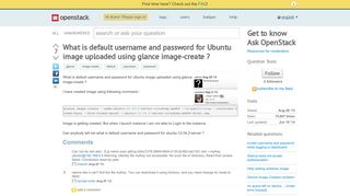 What is default username and password for Ubuntu image uploaded ...