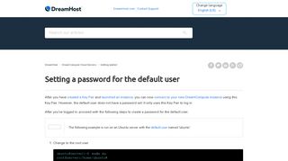Setting a password for the default user – DreamHost