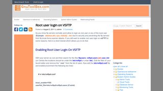 Root user login on VSFTP - Linux Server Admin Tools