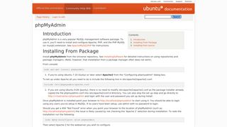 phpMyAdmin - Community Help Wiki - Ubuntu Documentation