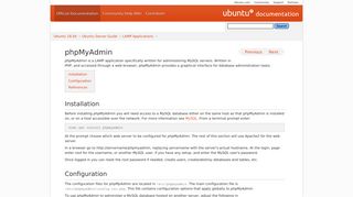 phpMyAdmin - Ubuntu Documentation
