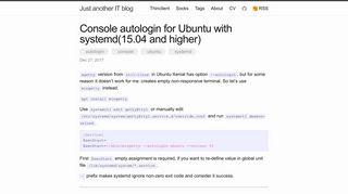 Console autologin for Ubuntu with systemd(15.04 and higher)