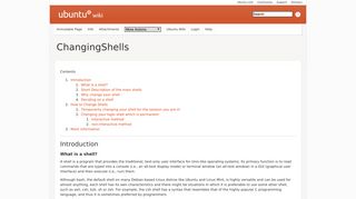 ChangingShells - Ubuntu Wiki