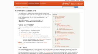 CommonAccessCard - Community Help Wiki - Ubuntu Documentation