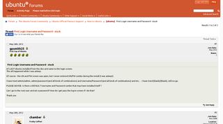 [ubuntu] First Login Username and Password - stuck - Ubuntu Forums