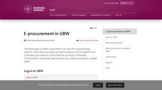 E-procurement in UBW | Staff Portal | Karolinska Institutet