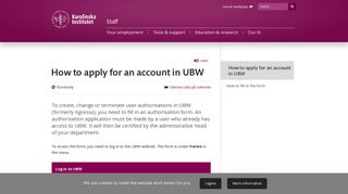 How to apply for an account in UBW | Staff Portal | Karolinska Institutet