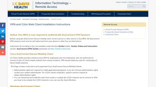 Remote Access: Directions for Client Installation - UC Davis Health
