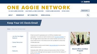 Keep Your UC Davis Email | One Aggie Network