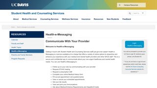 Health-e-Messaging - Student Health and Counseling Services - UC ...