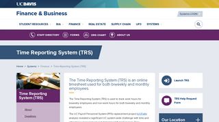 Time Reporting System (TRS) - Finance & Business - UC Davis